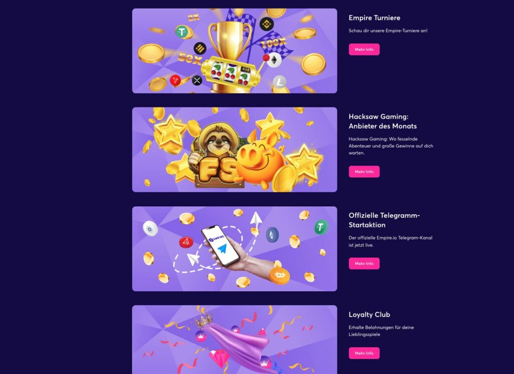 Weitere Bonusangebote bei Empire.io