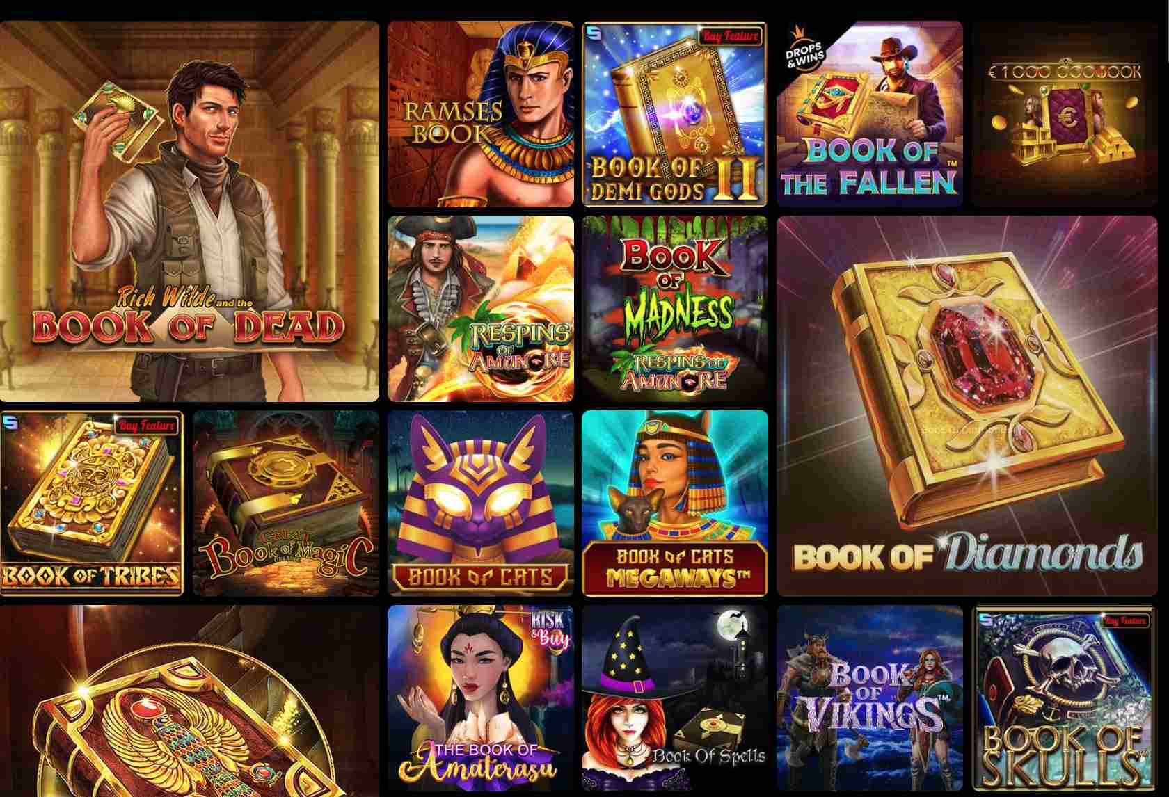 Spieleauswahl Book of Slots bei EmirBet