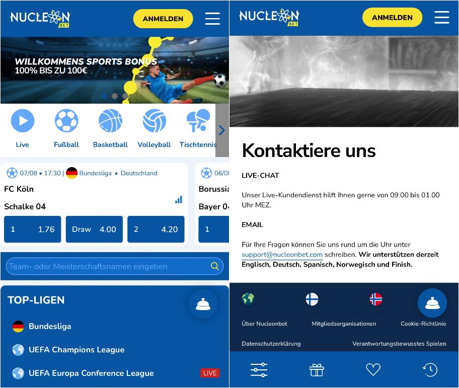 Nucleonbet Sportwetten App