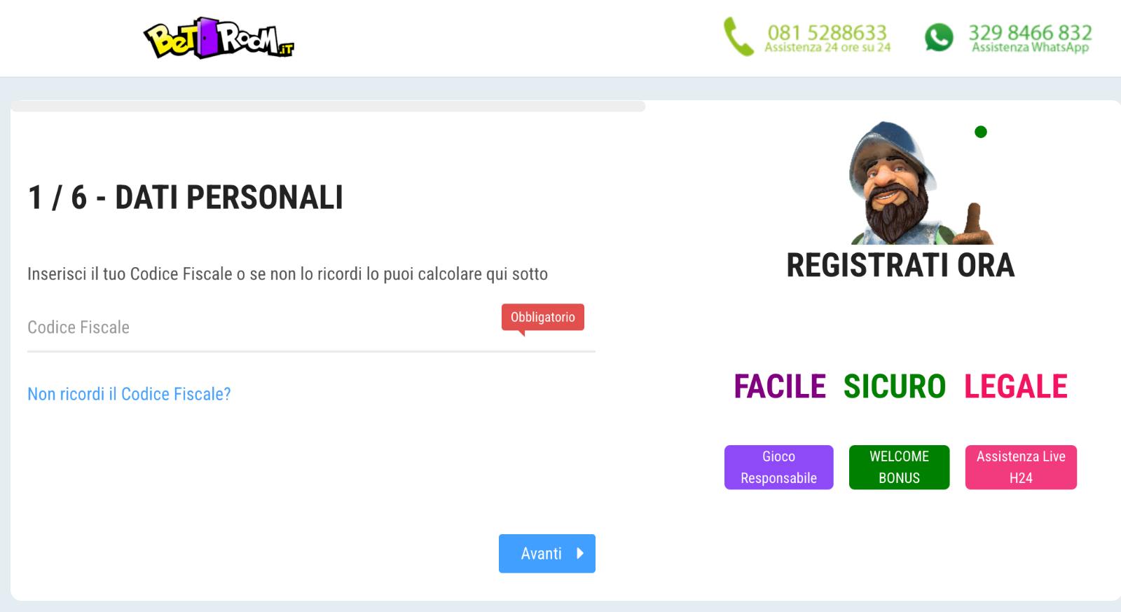 Registrazione Betroom