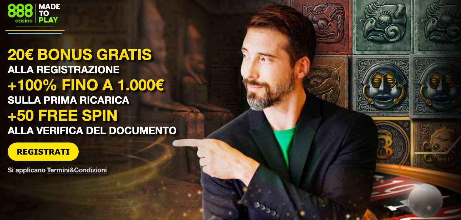 888 Casino Bonus 20 Senza Deposito 1 000 E 50FS Bonus Codes IT