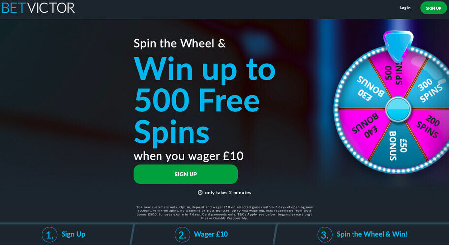 betvictor casino welcome offer spin the wheel