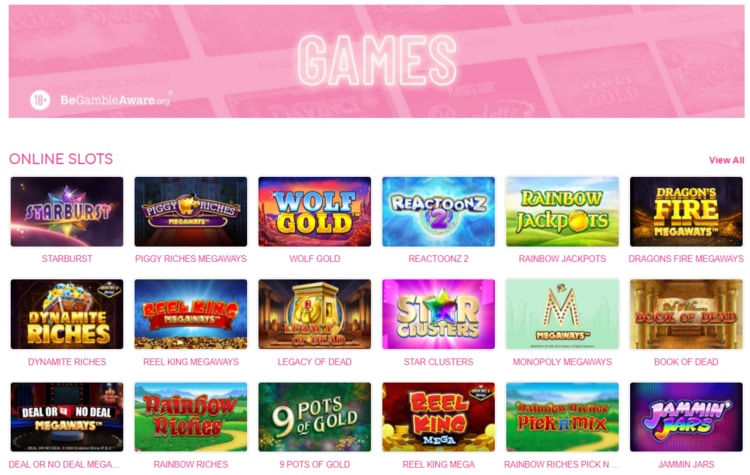 pink casino top games