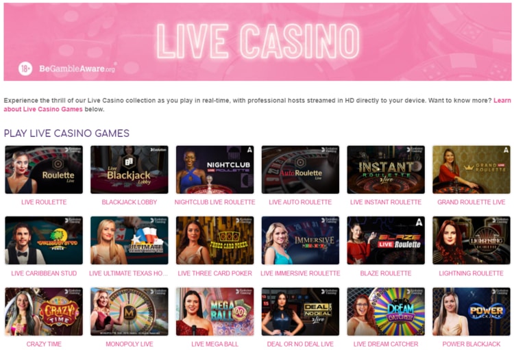 pink casino live games