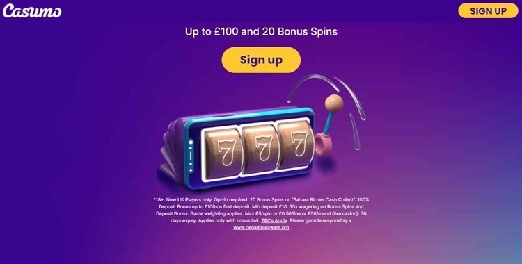 casumo welcome offer for new uk casino players